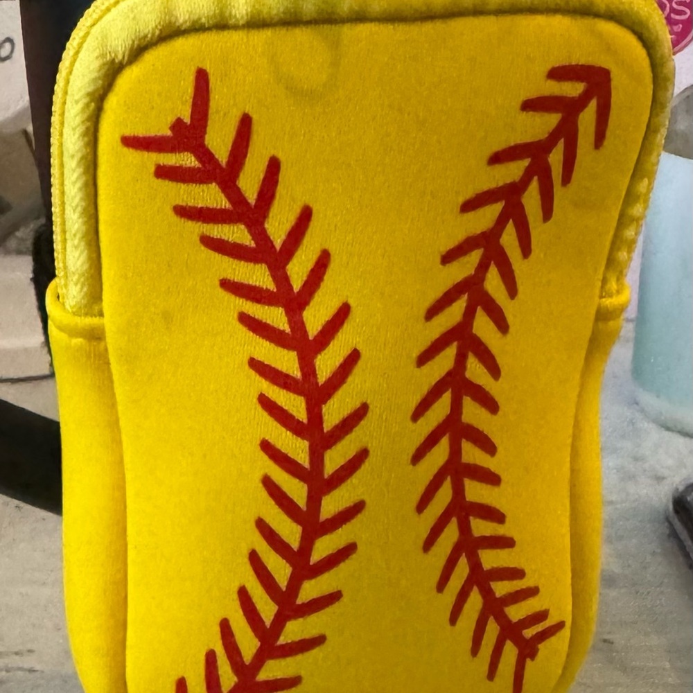 Softball Mom Tumbler Cup Neoprene Strap Zip Bag Wallet - Picture 2 of 3